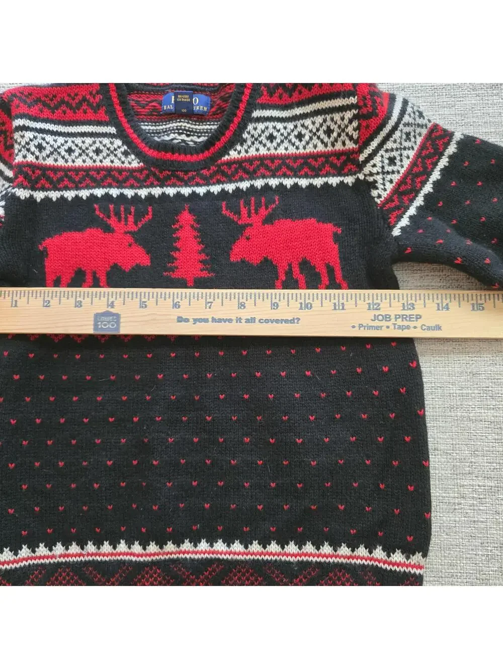 Polo Ralph Lauren Boys Sweater Moose Christmas Fair Isle Holiday Size 7
